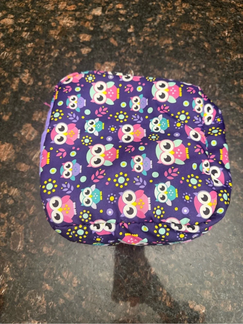 Cute Owl Print Lunch Bag - Purple & Pink